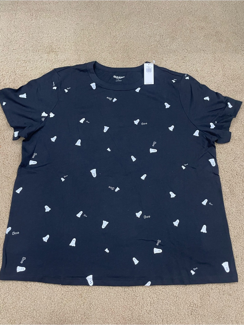 Old Navy women’s Navy T-Shirt with White Ghost Print